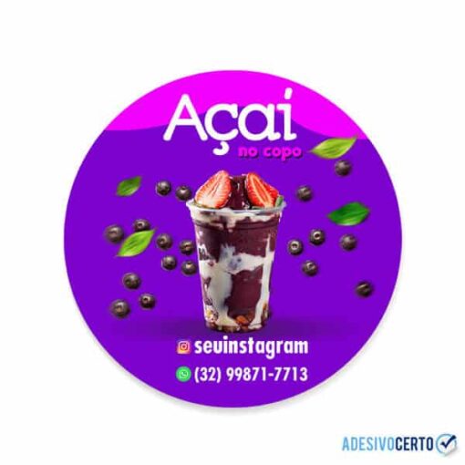 Adesivo para embalagem Açaí ou Açaiteria