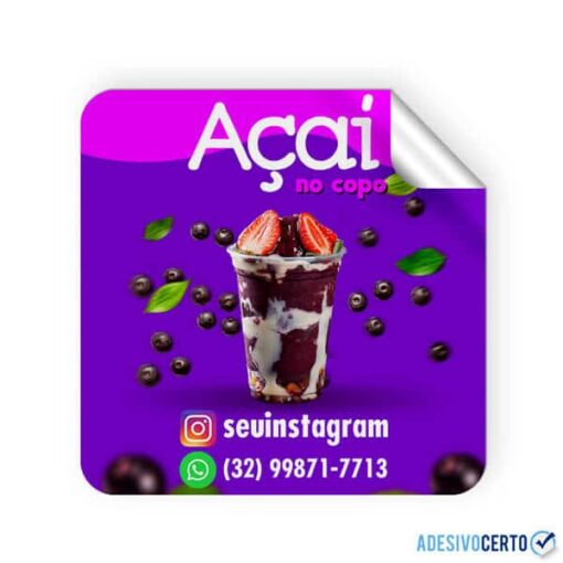 Adesivo para embalagem Açaí ou Açaiteria - Quadrado